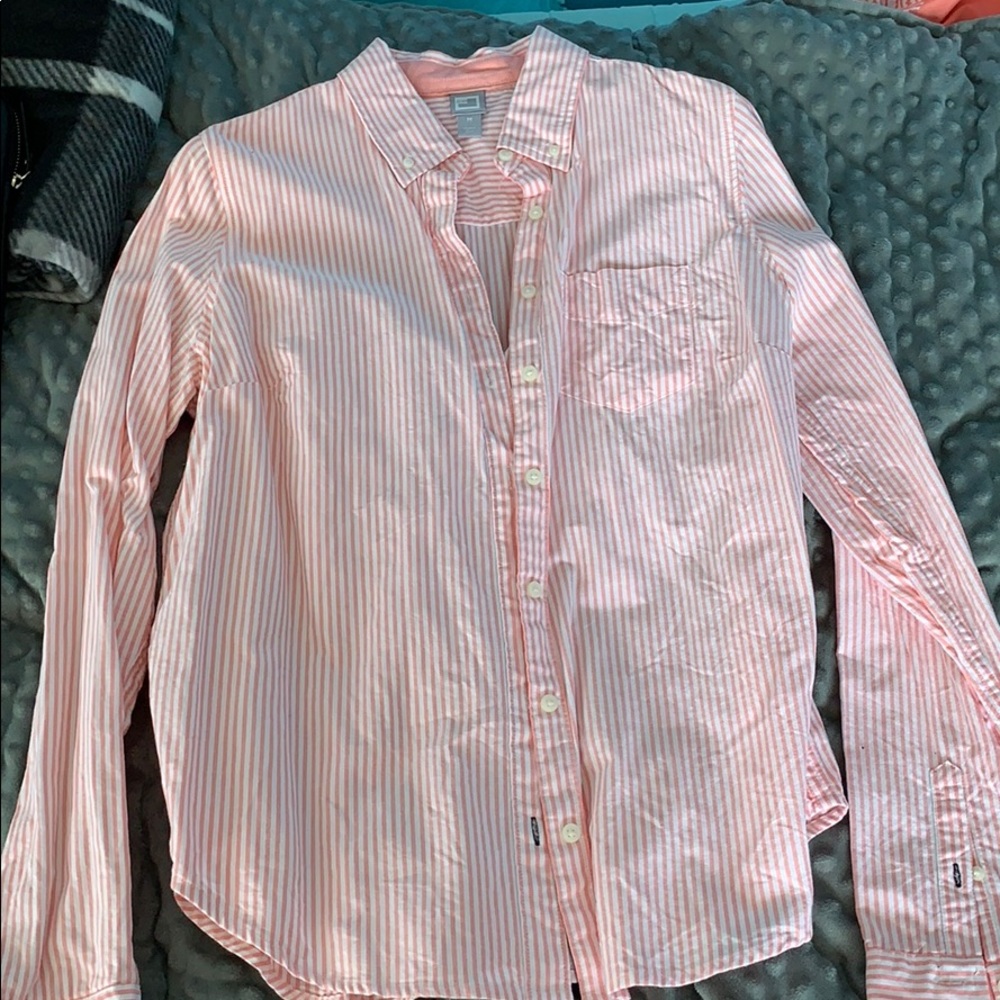 J C Penney salmon and white button down